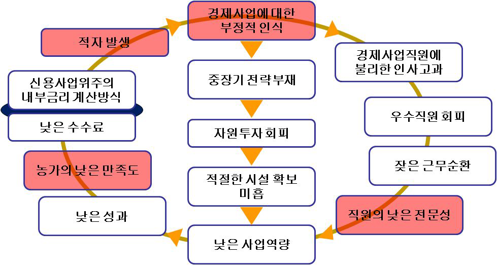 기존 농협 경제사업 적자구조의 개념도