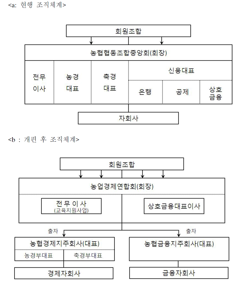 농협중앙회 사업구조 개편 후 조직체계