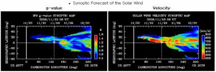 IPS 관측으로 계산한 g-value 와 태양풍 속도 맵