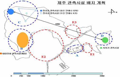 전파연구소 보유 제주 한림부지 도면 및 관측시설 배치 계획