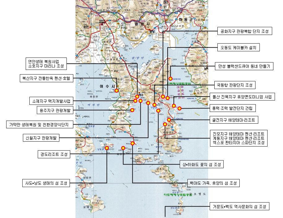 여수 지역 지원시설구역 예시도