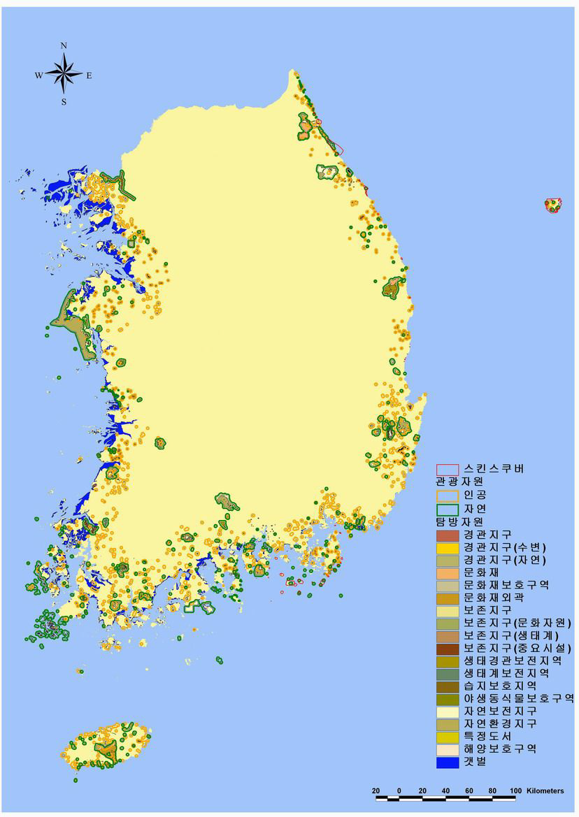 연안지역 주요 생태탐방자원 분포도