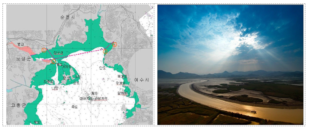 순천만 습지보호지역 위치도 및 전경