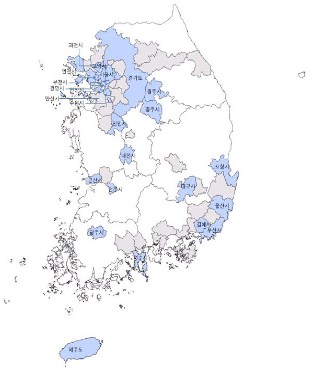 도시부도로 교통관리서비스 제공 지자체 현황