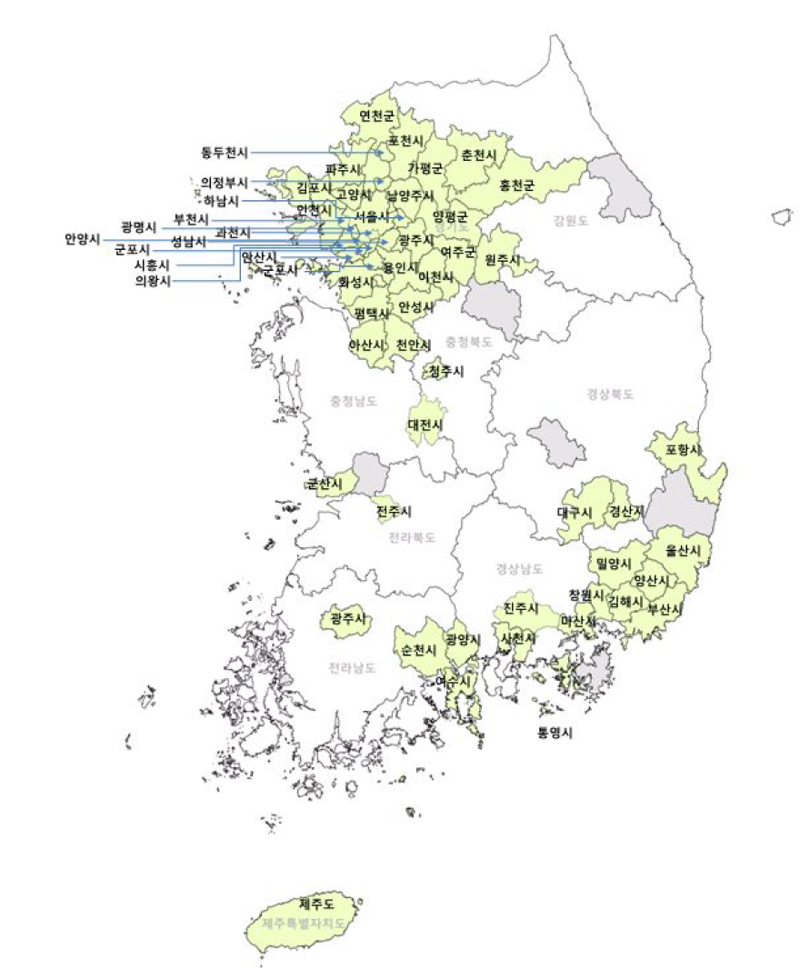 시내버스정보제공서비스 지자체 현황