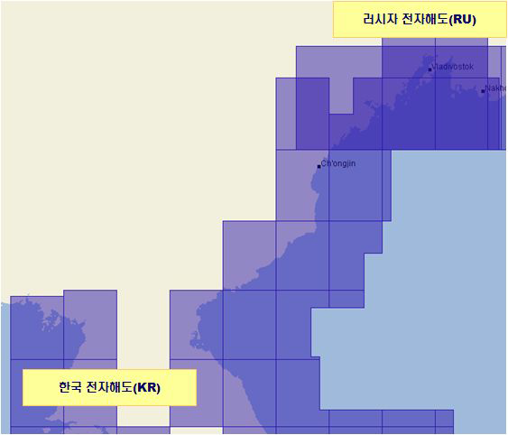 한-러 간 전자해도 중첩 현황