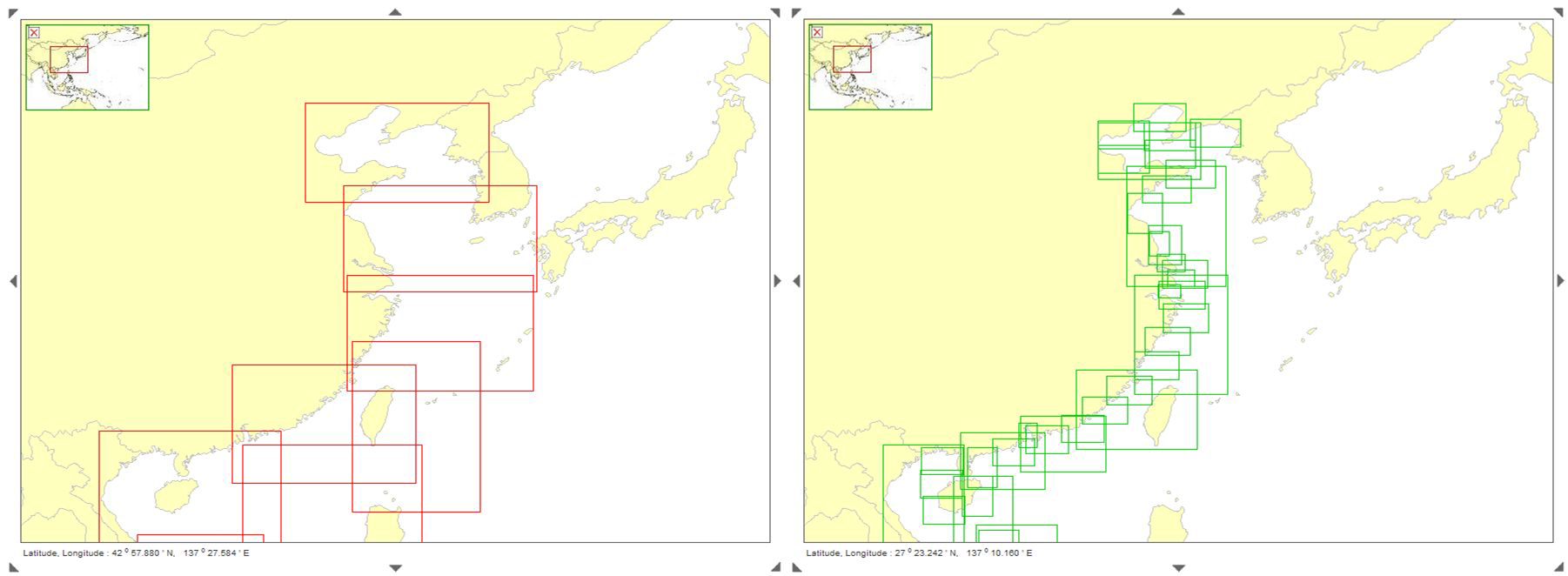 중국 General 전자해도와 Coastal 전자해도의 간행구역