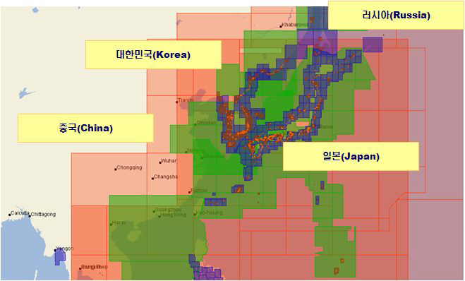 인접국의 전자해도 현황