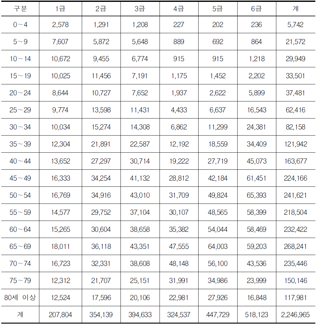 연령별 장애인 현황