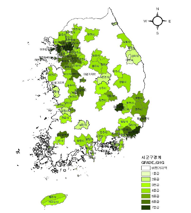GIS기반 지역별 교통부문 온실가스 배출 등급별 표출방안