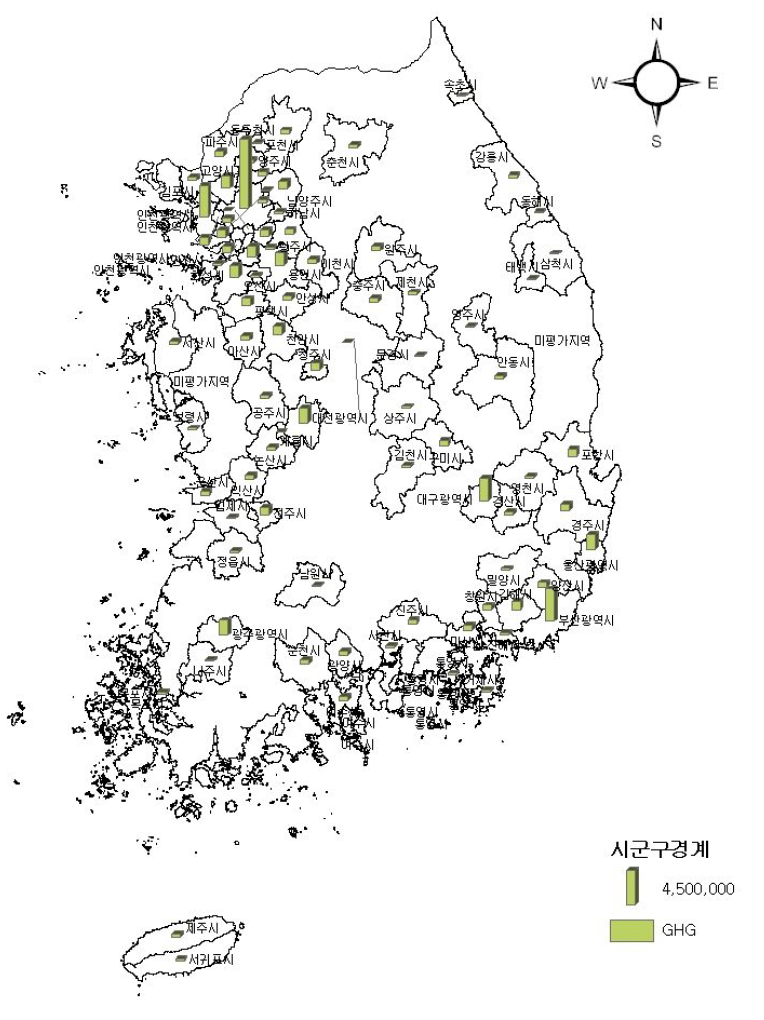 GIS기반 지역별 교통부문 온실가스 배출량 표출방안