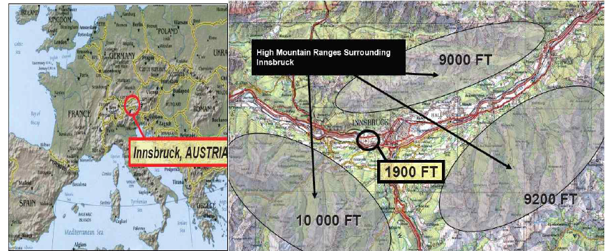 오스트리아 Innsbruck 산악 지형 지도 [AUSTRO CONTROL]