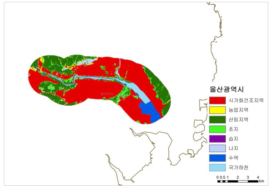 울산광역시의 토지피복분류도