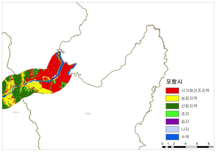 포항시의 토지피복분류도