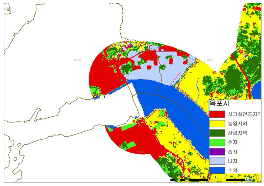 목포시의 토지피복분류도