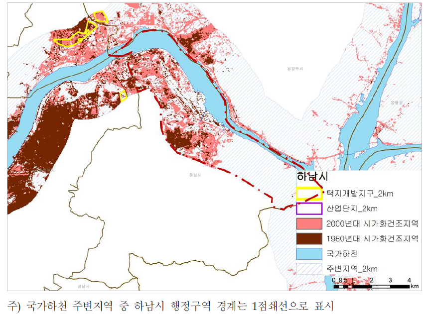하남시의 국가하천 주변지역 개발 추이