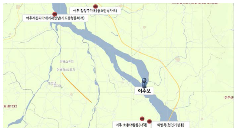 여주보 주변지역 문화재 분포