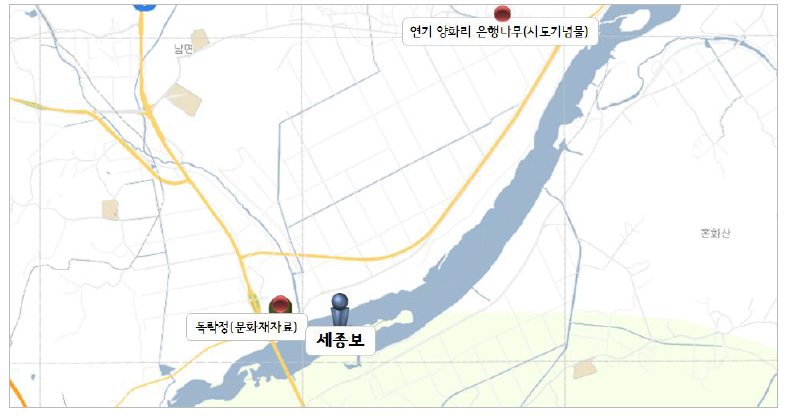 세종보 주변지역 문화재 분포