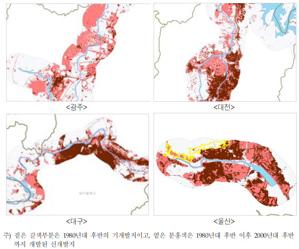 광역시의 하천 주변지역 개발실태