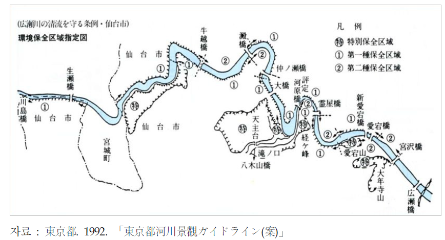 일본 히로세강 환경보전구역 지정현황도