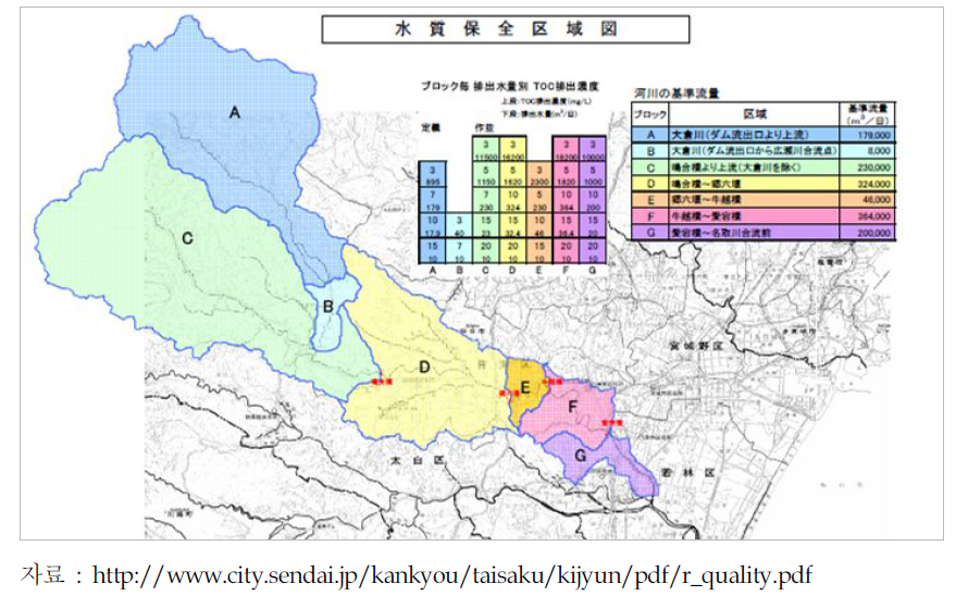 일본 히로세강 수질보전구역 지정현황도