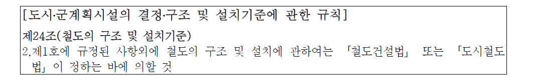 도시․군계획시설의 결정․구조 및 설치기준에 관한 규칙의 철도 관련 방재기준