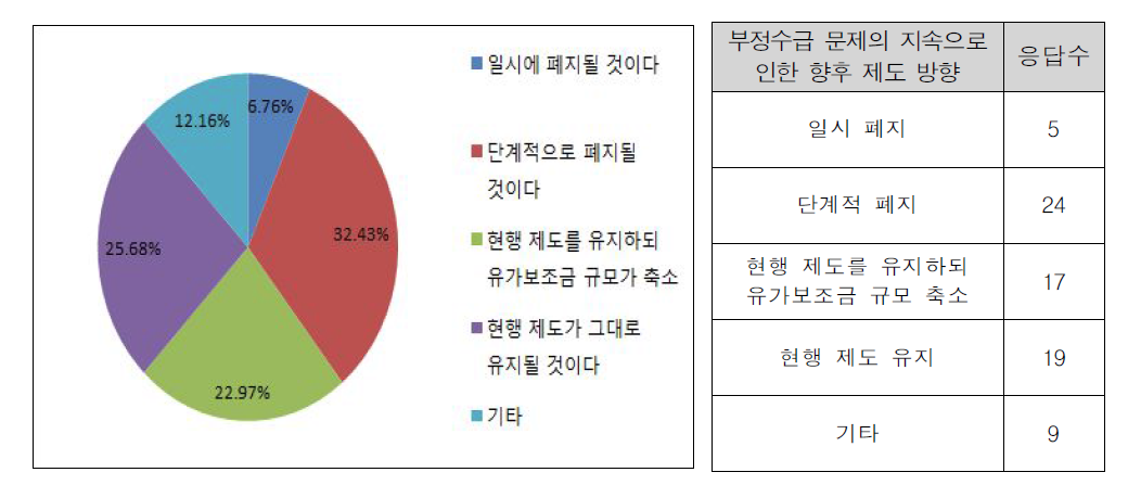 부정수급 문제의 지속으로 인한 향후 제도 방향