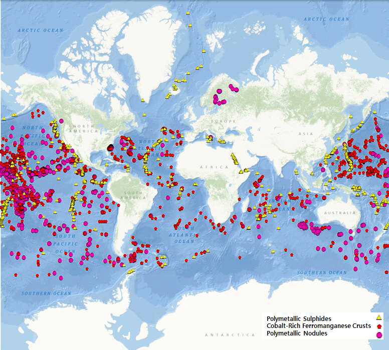 해양 광물자원 분포도