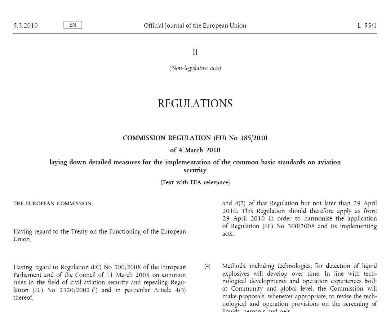 EU Regulation 185/2010
