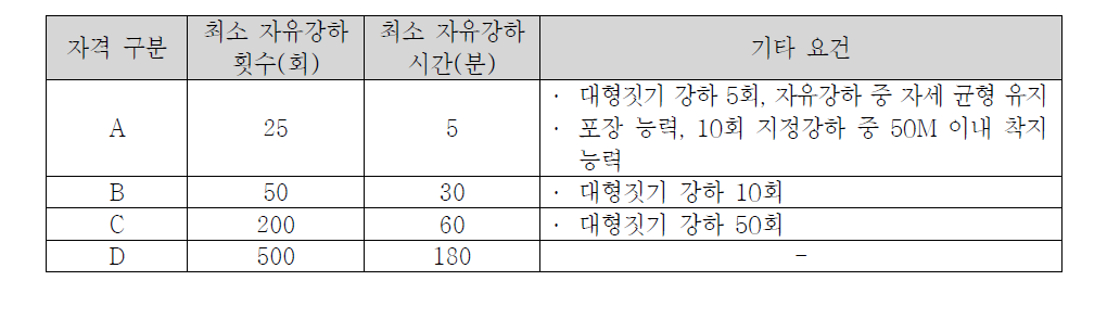 스카이다이빙 자격요건