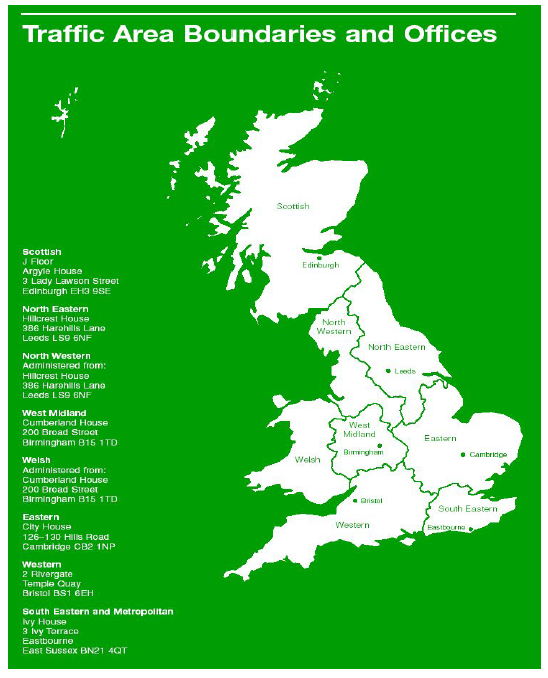 영국의 Trafic Area구분