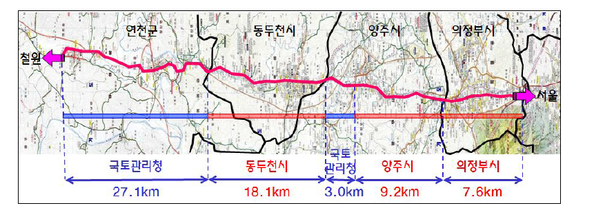 경기도와 국토교통부 관할 일부 도로구간