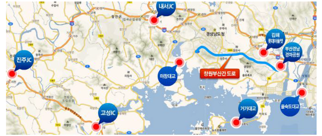 부록-16] 창원~부산간 도로 위치도