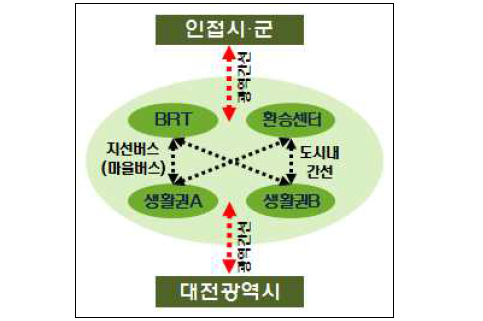 세종시 시내버스 노선체계 개념도