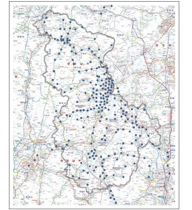 세종시 버스정류장 설치 현황도