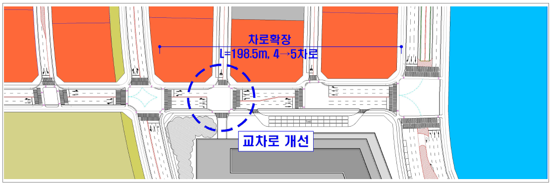 사업지 북측 가로 및 교차로 개선계획