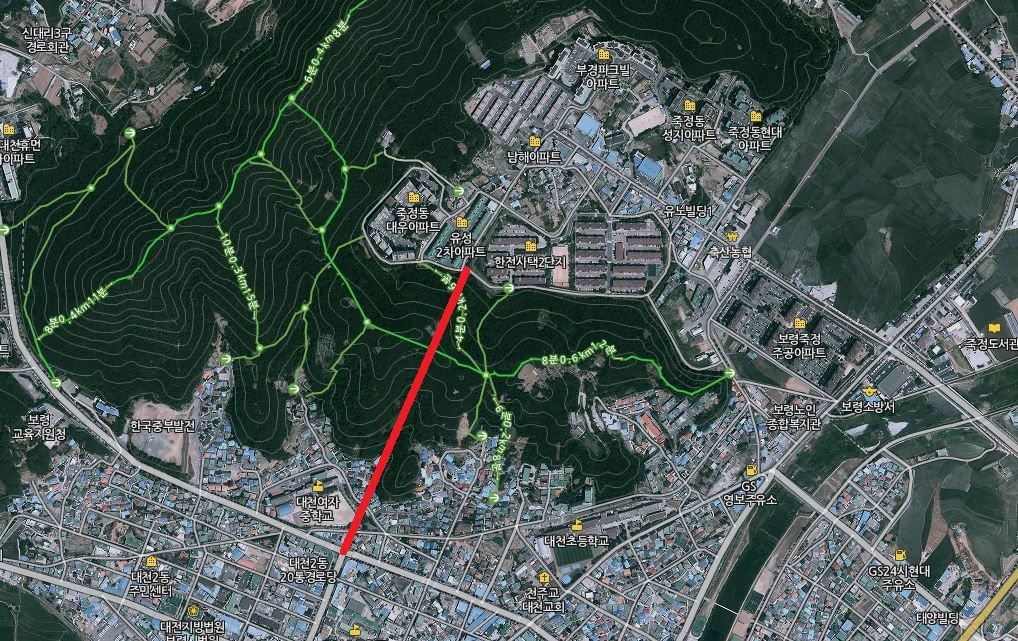 죽정-대천동간 터널개설 제시(안)