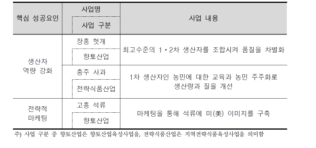 국내 사례 성공요인별 분류