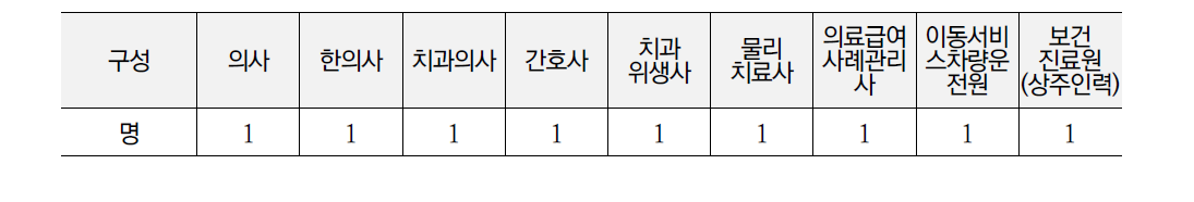 일차진료 이동버스의 인력구성(안)