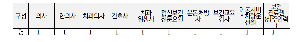 건강증진 이동버스의 인력구성(안)