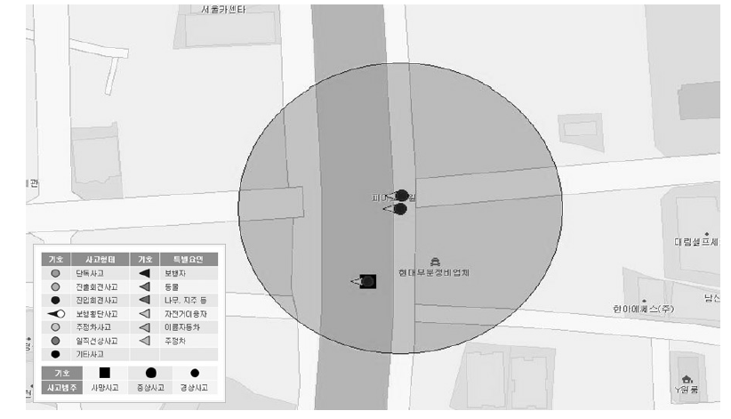 낙양주공부근(101동 남서) 자전거 사고 위치도