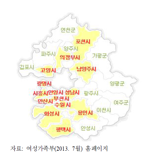 경기도 여성새로일하기센터의 운영 지역