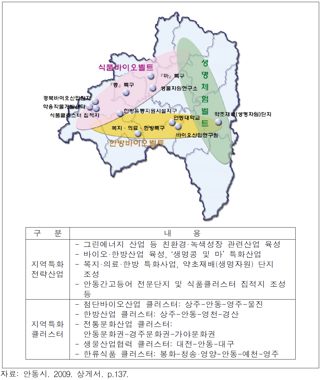 안동시 지역특화 산업 축과 육성방향