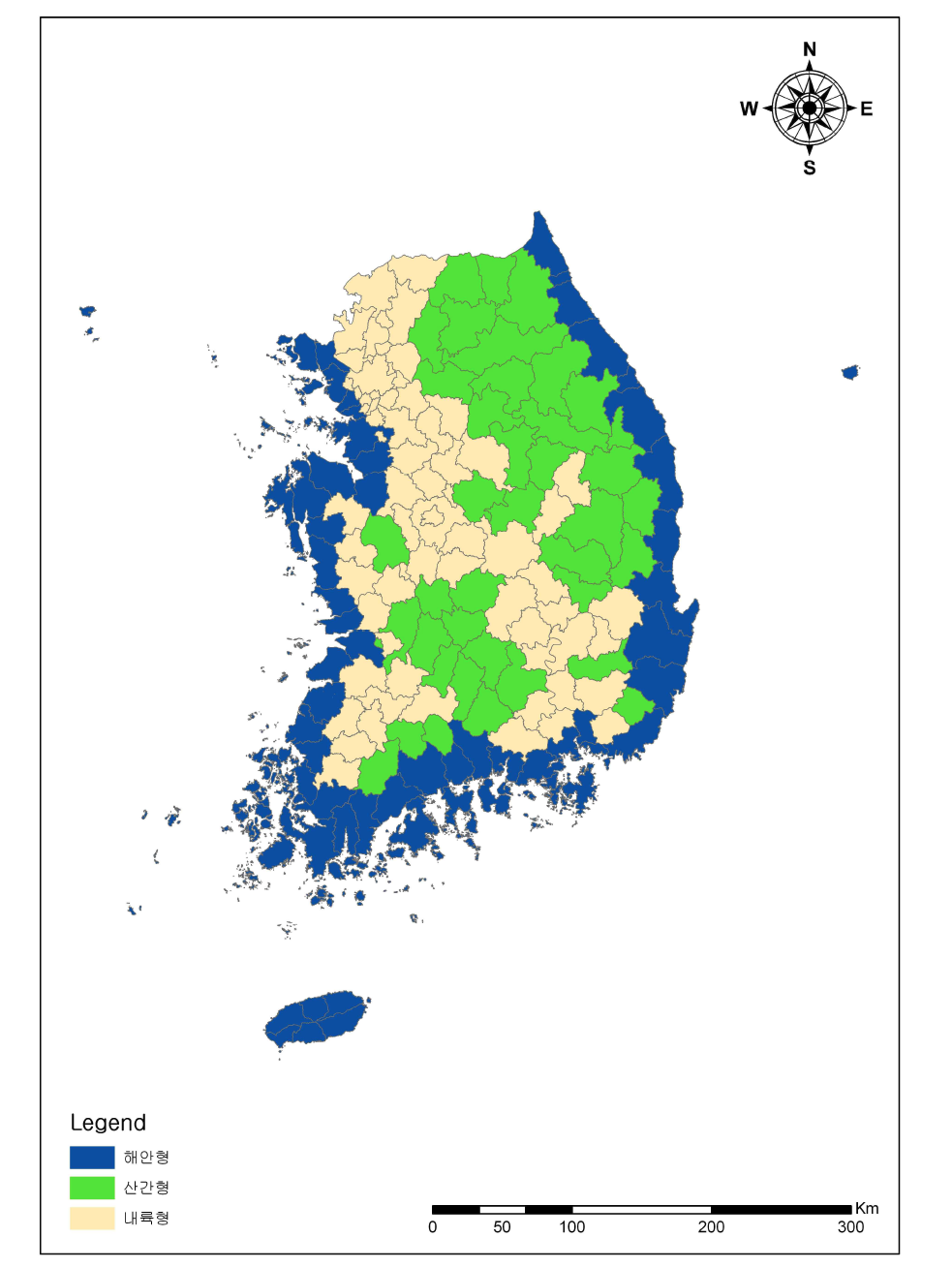 지역 입지에 따른 해당 지자체 분포현황