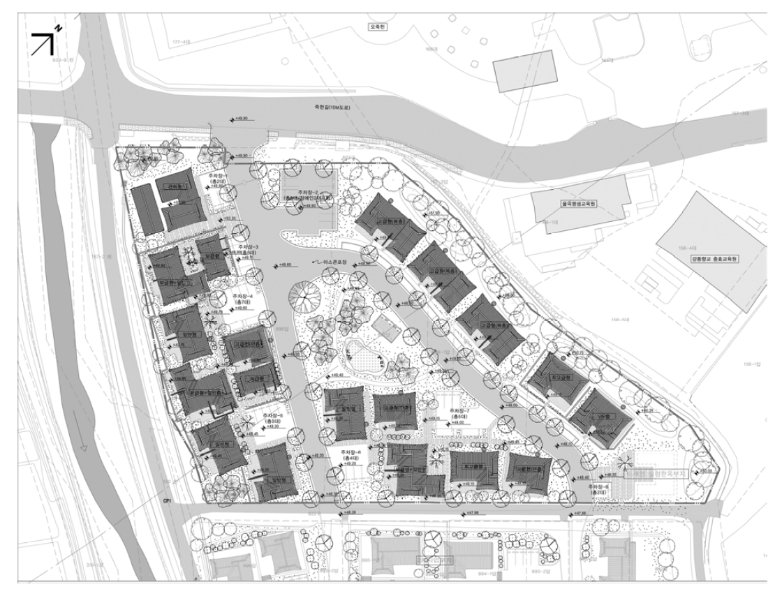 강릉 신한옥시범마을 배치도