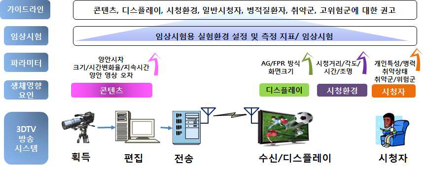 3D 시청의 안전성 가이드라인 개발 개념도