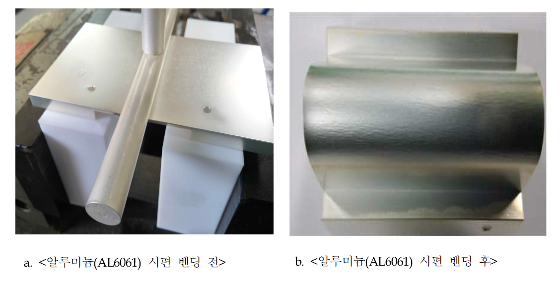 알루미늄 시편의 도금밀착도 시험(벤딩)