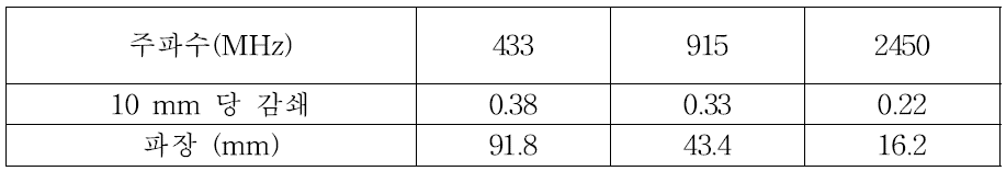 주파수별 인체 깊이 방향에 따른 전자파 흡수율 감쇄와 파장