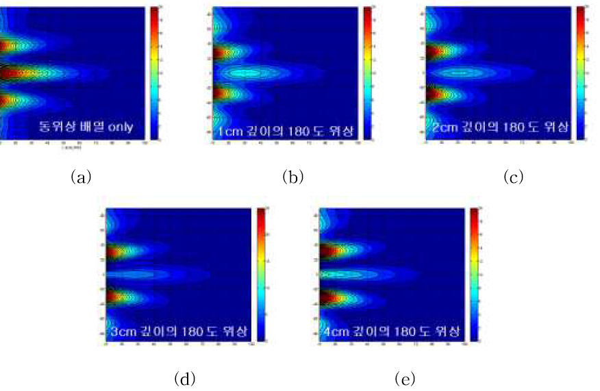 중심소자의 위상에 따른 인체 깊이 방향으로의 전자파 흡수율 분포