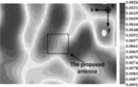 제안된 안테나의 측정 전자파 흡수율 분포
